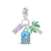 Diy Jewelry Bracelet Accessories Copper Silver Plated Dripping Oil Style Beach Castle Beads Pendant