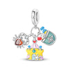 Diy Jewelry Bracelet Accessories Copper Silver Plated Dripping Oil Style Beach Castle Beads Pendant