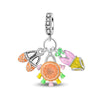 Diy Jewelry Bracelet Accessories Copper Silver Plated Dripping Oil Style Beach Castle Beads Pendant