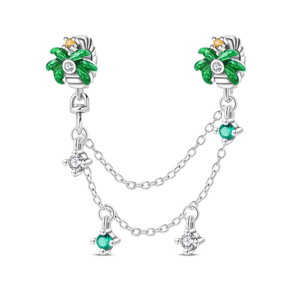 Diy Jewelry Bracelet Accessories Copper Silver Plated Dripping Oil Style Beach Castle Beads Pendant