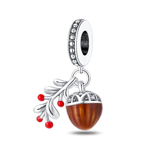 Diy Jewelry Bracelet Accessories Copper Silver Plated With Autumn Maple Leaf Owl Squirrel Charms And Dripping Oil Design