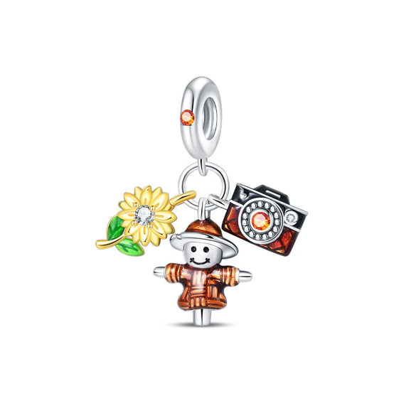 Diy Jewelry Bracelet Accessories Copper Silver Plated With Autumn Maple Leaf Owl Squirrel Charms And Dripping Oil Design