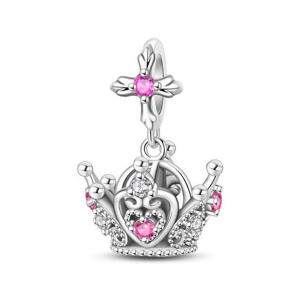 Diy Jewelry Bracelet Accessories Queen Princess Crown Birthday Cake Charm Beads Silver Plated Dripping Oil Style