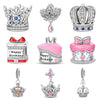 Diy Jewelry Bracelet Accessories Queen Princess Crown Birthday Cake Charm Beads Silver Plated Dripping Oil Style