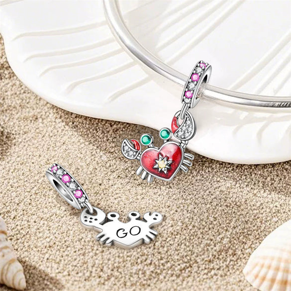 Diy Jewelry Bracelet Accessories Silver Plated Crayfish Crab Luminous Bottle Charm Hanging Beads Dripping Oil Design