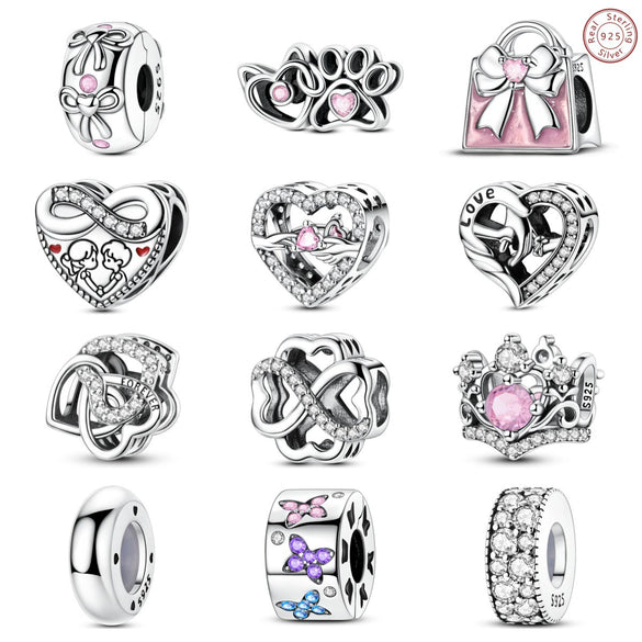 Diy Jewelry Bracelet Accessories 925 Sterling Silver Charm Bow Fixed Clip Rubber Plug Positioning Buckle With Dripping Oil Design