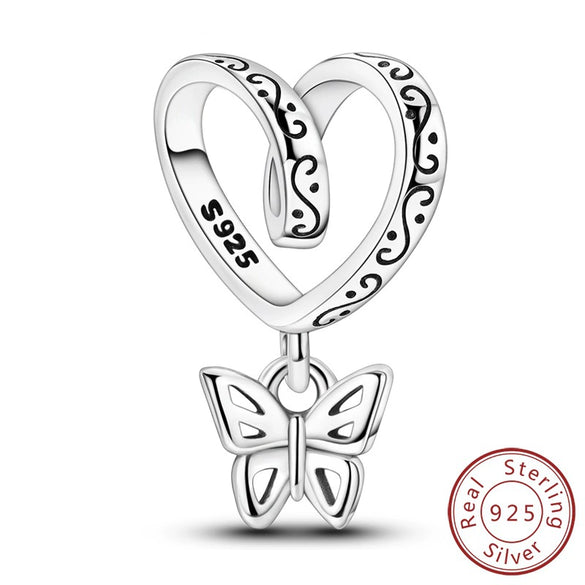 Diy Jewelry Bracelet Accessories 925 Sterling Silver Love Life Tree Butterfly Beads Pendant With Dripping Oil Design