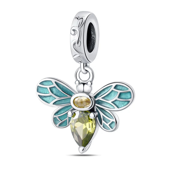 Diy Jewelry Bracelet Pendant Beads Copper Plated 925 Silver With Bee Dragonfly Butterfly Four Leaf Clover Zircon And Dripping Oil Design