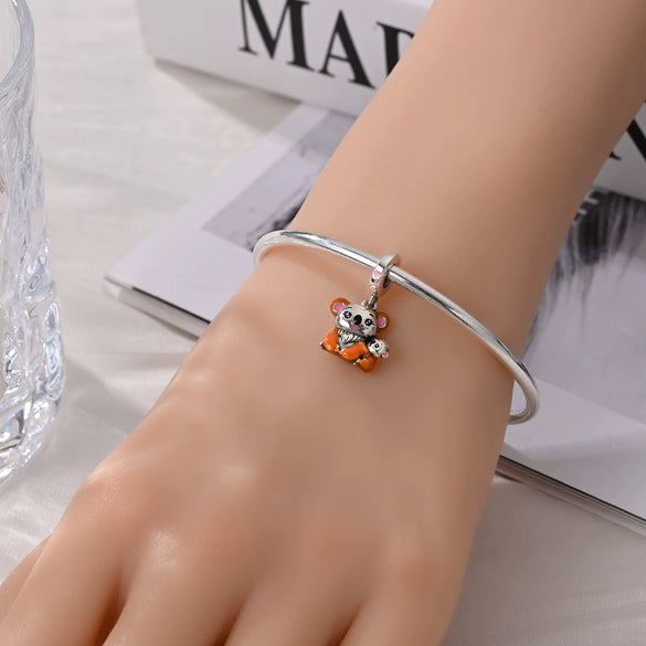 Diy Jewelry Bracelet Pendant Squirrel Cute Animal Beaded Accessories Silver Plated Dripping Oil Style For Women