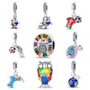 Diy Jewelry Bracelet Silver Plated With Dripping Oil Treatment European Cup Football Jersey Shoes Trophy Hanging Beads Style