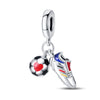 Diy Jewelry Bracelet Silver Plated With Dripping Oil Treatment European Cup Football Jersey Shoes Trophy Hanging Beads Style