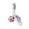 Diy Jewelry Bracelet Silver Plated With Dripping Oil Treatment European Cup Football Jersey Shoes Trophy Hanging Beads Style