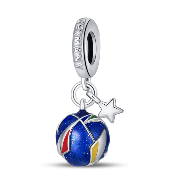 Diy Jewelry Bracelet Silver Plated With Dripping Oil Treatment European Cup Football Jersey Shoes Trophy Hanging Beads Style