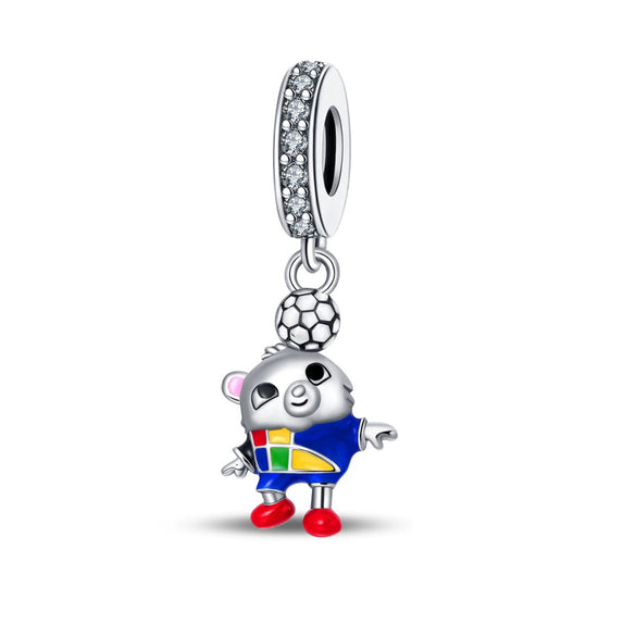 Diy Jewelry Bracelet Silver Plated With Dripping Oil Treatment European Cup Football Jersey Shoes Trophy Hanging Beads Style