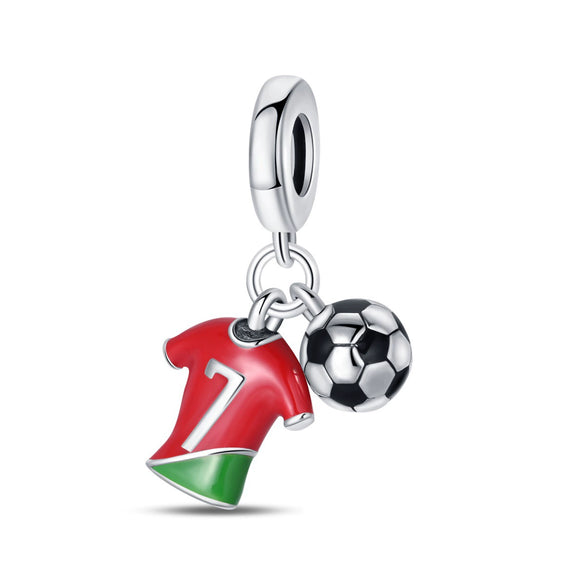 Diy Jewelry Bracelet Silver Plated With Dripping Oil Treatment European Cup Football Jersey Shoes Trophy Hanging Beads Style