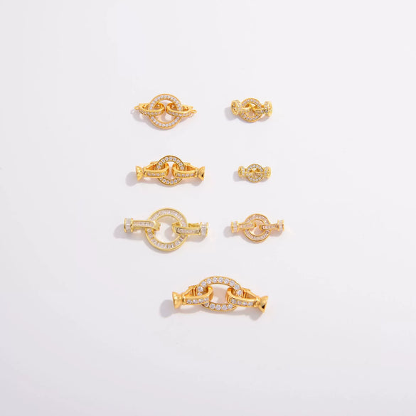 Diy Jewelry Buckle Double Buckle Connector S925 Sterling Silver Microinlaid Zircon Round Pearl Shape Minimalist Style