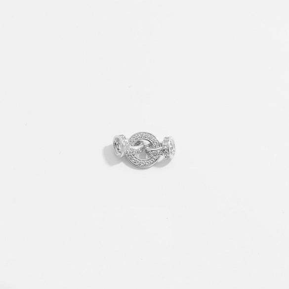 Diy Jewelry Buckle Double Buckle Connector S925 Sterling Silver Microinlaid Zircon Round Pearl Shape Minimalist Style