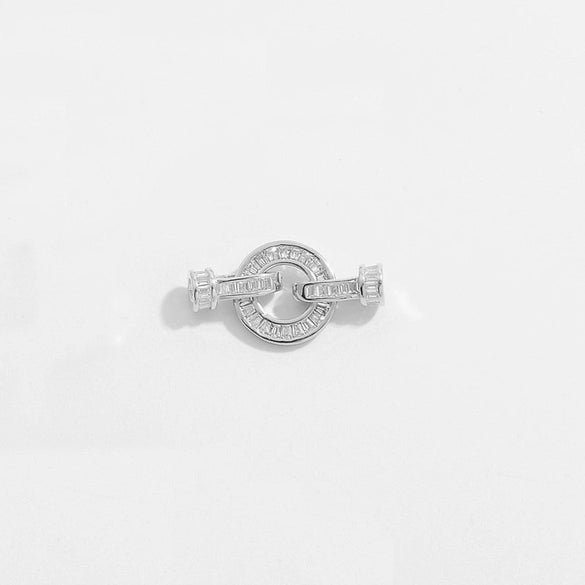 Diy Jewelry Buckle Double Buckle Connector S925 Sterling Silver Microinlaid Zircon Round Pearl Shape Minimalist Style