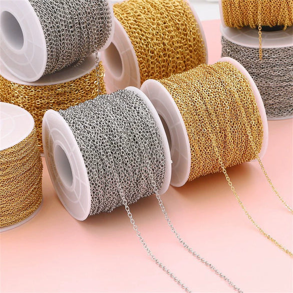 Diy Jewelry Copper Chain Handmade Personality Minimalist 14K Gold Electroplated Accessories