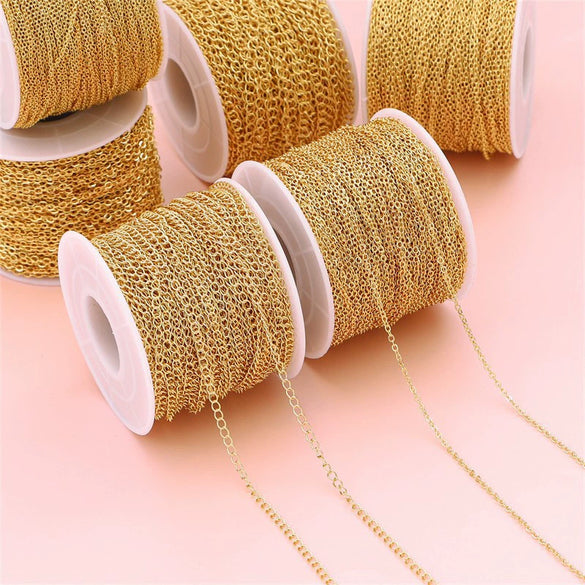 Diy Jewelry Copper Chain Handmade Personality Minimalist 14K Gold Electroplated Accessories