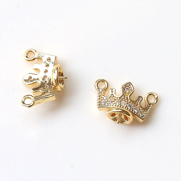 Diy Jewelry Earrings Copper Crown Mermaid Tail Small Wings Real Gold Electroplated With Pearl Decorative Accessories