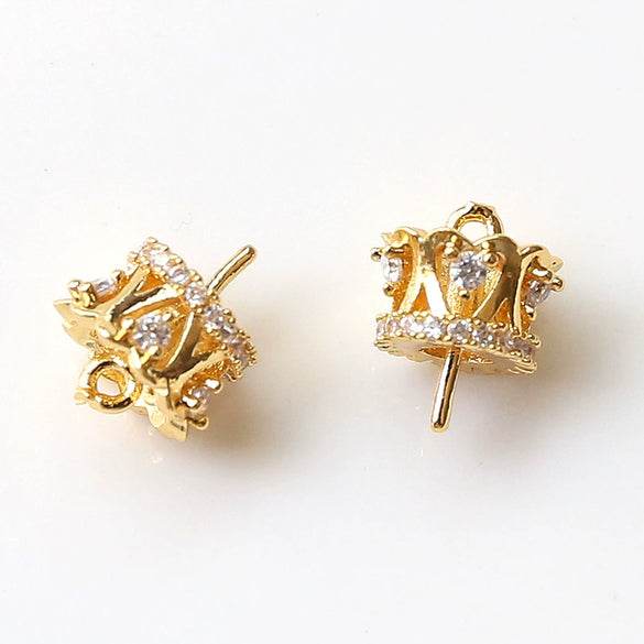Diy Jewelry Earrings Copper Crown Mermaid Tail Small Wings Real Gold Electroplated With Pearl Decorative Accessories