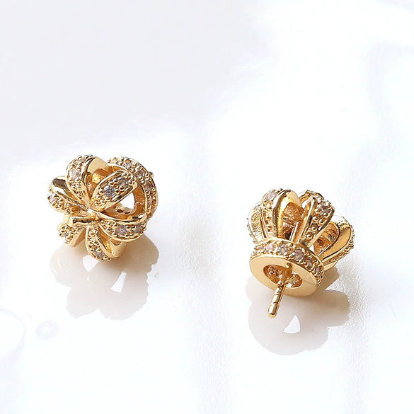 Diy Jewelry Earrings Copper Crown Mermaid Tail Small Wings Real Gold Electroplated With Pearl Decorative Accessories