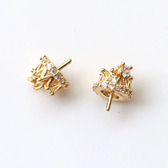 Diy Jewelry Earrings Copper Crown Mermaid Tail Small Wings Real Gold Electroplated With Pearl Decorative Accessories