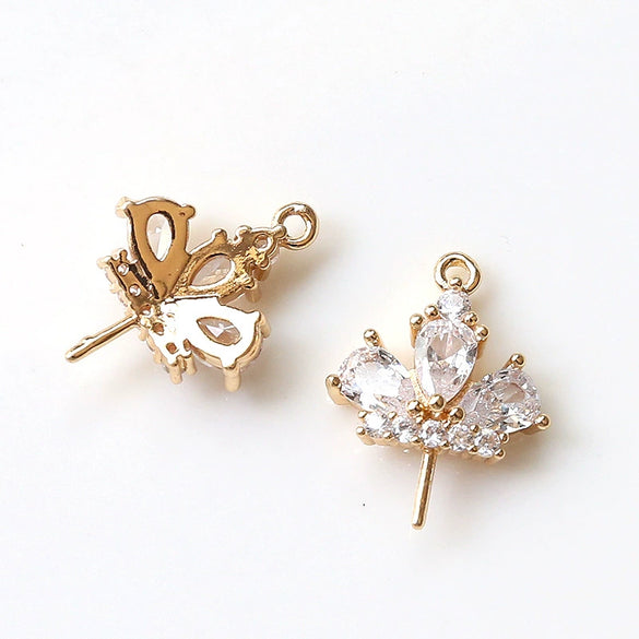 Diy Jewelry Earrings Copper Crown Mermaid Tail Small Wings Real Gold Electroplated With Pearl Decorative Accessories