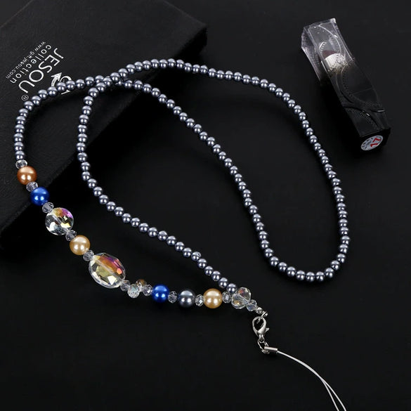 Diy Jewelry Mobile Phone Lanyard Crystal Gem Pearl Diamond Plastic Nylon Metal Buckle Handmade Unisex