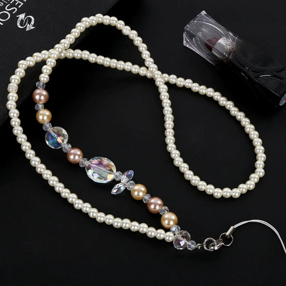 Diy Jewelry Mobile Phone Lanyard Crystal Gem Pearl Diamond Plastic Nylon Metal Buckle Handmade Unisex