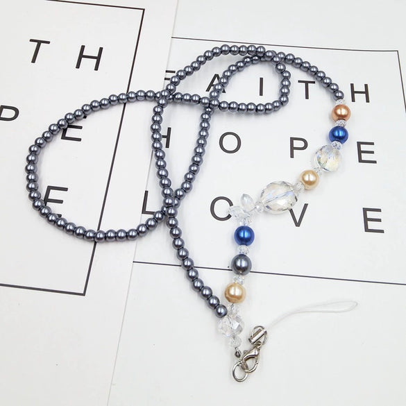 Diy Jewelry Mobile Phone Lanyard Crystal Gem Pearl Diamond Plastic Nylon Metal Buckle Handmade Unisex