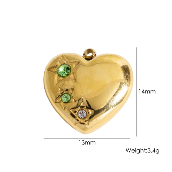 Diy Jewelry Pendant 304 Stainless Steel Colorful Diamondinlaid Peach Heart Pendant Electroplated