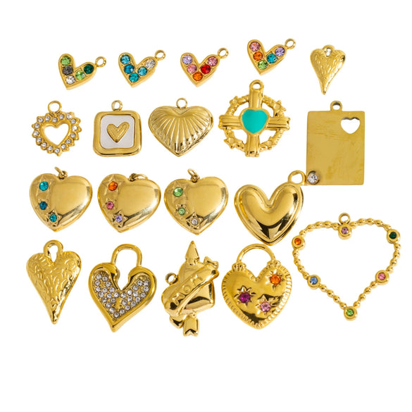 Diy Jewelry Pendant 304 Stainless Steel Colorful Diamondinlaid Peach Heart Pendant Electroplated