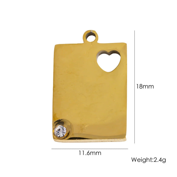 Diy Jewelry Pendant 304 Stainless Steel Colorful Diamondinlaid Peach Heart Pendant Electroplated