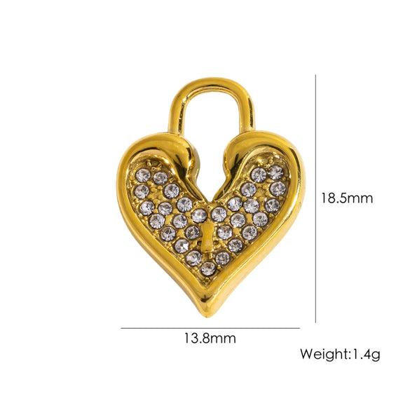 Diy Jewelry Pendant 304 Stainless Steel Colorful Diamondinlaid Peach Heart Pendant Electroplated