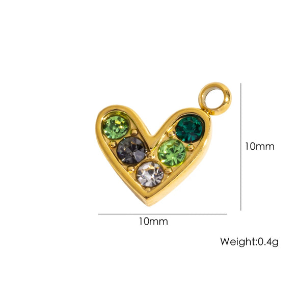 Diy Jewelry Pendant 304 Stainless Steel Colorful Diamondinlaid Peach Heart Pendant Electroplated