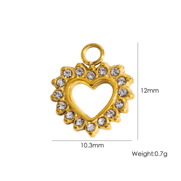 Diy Jewelry Pendant 304 Stainless Steel Colorful Diamondinlaid Peach Heart Pendant Electroplated