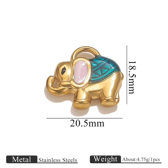 Diy Jewelry Pendant Stainless Steel Plated 18K Vacuum Colorpreserving Elephant Horse Rhino Christmas Tree Shaped With Dripping Oil Technique