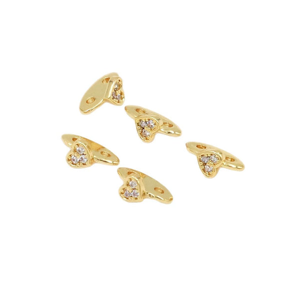 Diy Jewelry Spacer Beads Copper 18K Real Gold Plated Microinlaid Zircon Bow Style Allmatching Geometric