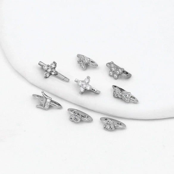 Diy Jewelry Spacer Beads Copper 18K Real Gold Plated Microinlaid Zircon Bow Style Allmatching Geometric