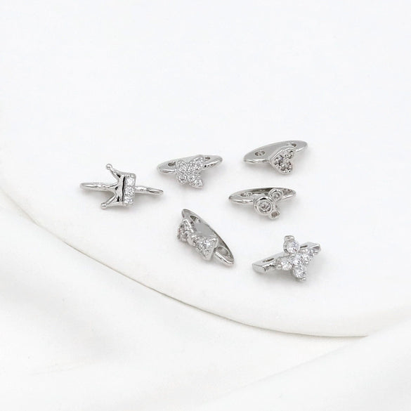 Diy Jewelry Spacer Beads Copper 18K Real Gold Plated Microinlaid Zircon Bow Style Allmatching Geometric