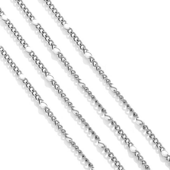 Diy Jewelry Stainless Steel Bead Chain With 18K Gold Enamel Glaze Treatment Round Bead Design