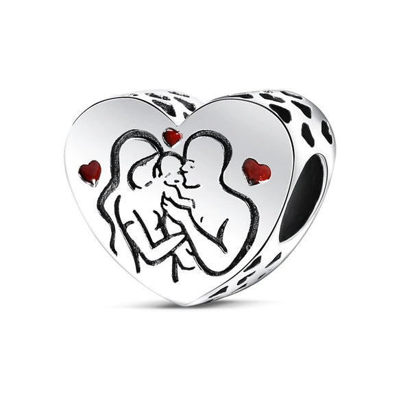 Diy Love Beads Pendant Jewelry 925 Silver Copper Plated With Dripping Oil Design For Family Friendship