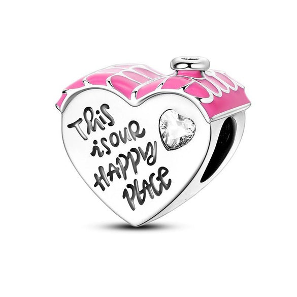 Diy Love Beads Pendant Jewelry 925 Silver Copper Plated With Dripping Oil Design For Family Friendship