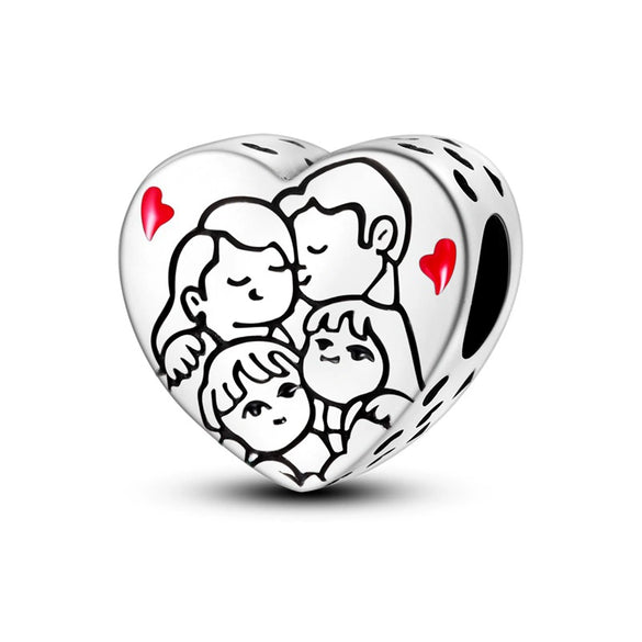 Diy Love Beads Pendant Jewelry 925 Silver Copper Plated With Dripping Oil Design For Family Friendship