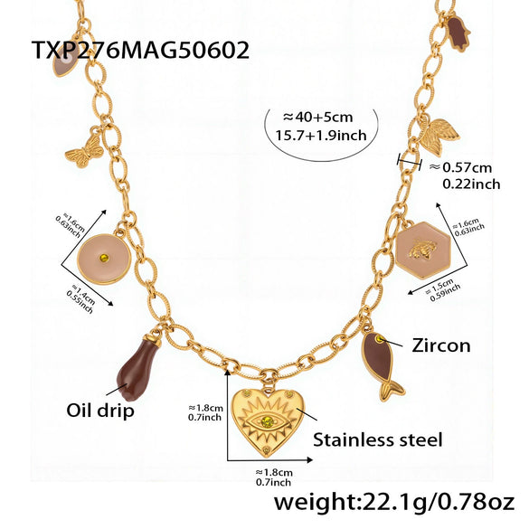 Diy Multiaccessory Burgundy Oil Dripping Heart Necklace And Bracelet Set In Stainless Steel With Diamonds Electroplated For Women