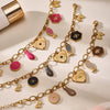 Diy Multiaccessory Burgundy Oil Dripping Heart Necklace And Bracelet Set In Stainless Steel With Diamonds Electroplated For Women