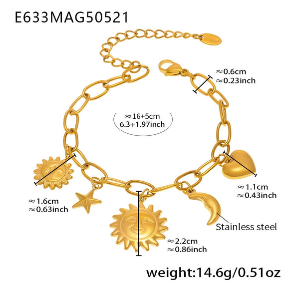 Diy Multifittings Bracelet Stainless Steel Geometric Pattern Electroplated Women's Foot Accessories