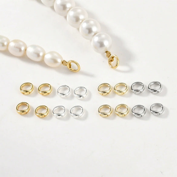 Diy Pearl Bracelet Necklace Closing Ring Accessories Copper Electroplated Double Hole Pig Nose Closed Ring Buckle